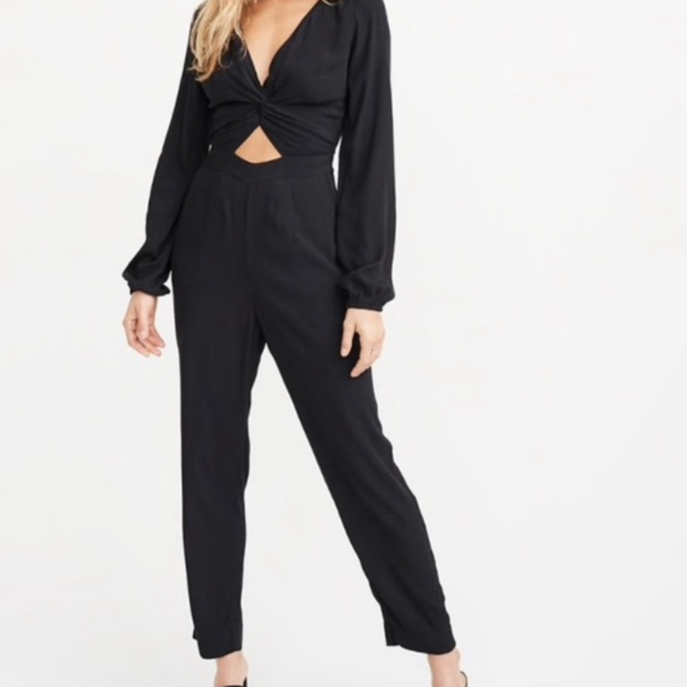 Abercrombie Knot-Front Cutout Jumpsuit